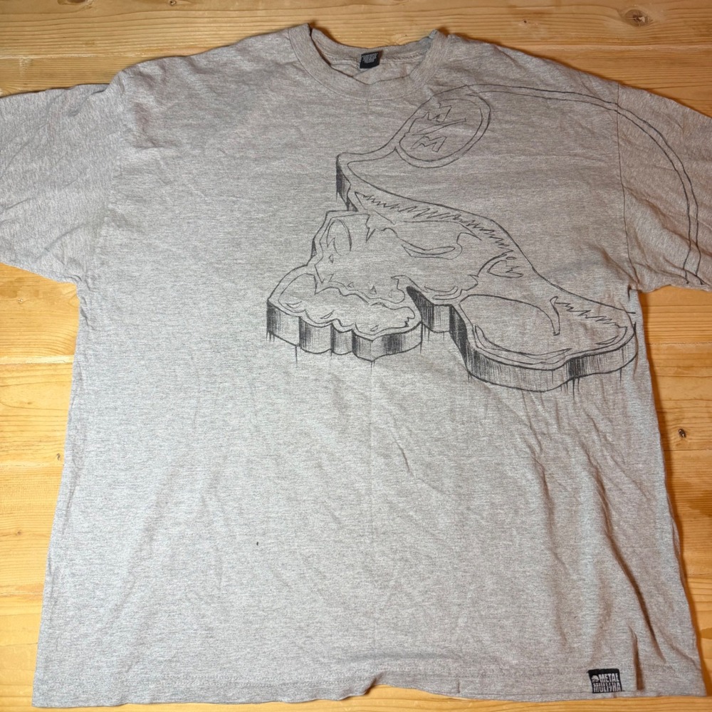Metal‎ Mulisha Mens Graphic T-Shirt Gray Skull Logo Sketch Short Sleeve XL